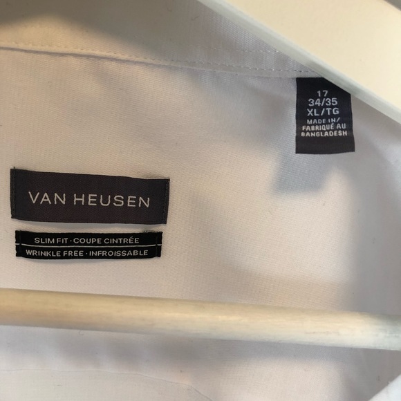 SALE VAN HEUSEN Men’s White Shirt SZ 17 XL - Picture 2 of 7